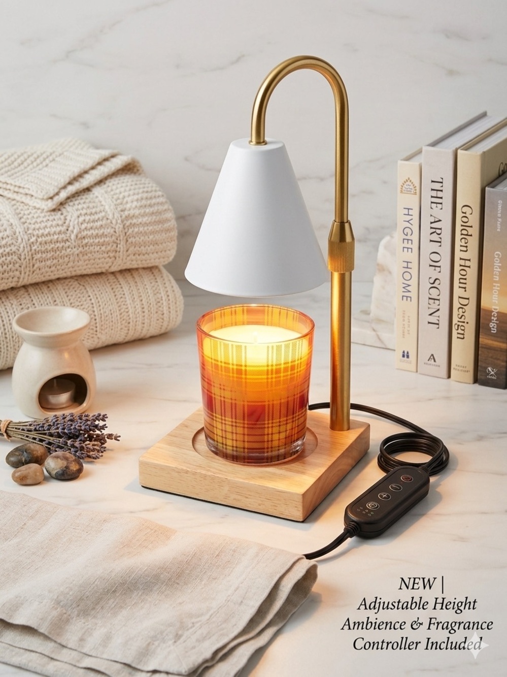 Mikasa Adjustable Height Candle Warmer Lamp - White New Open Box- Bulb included